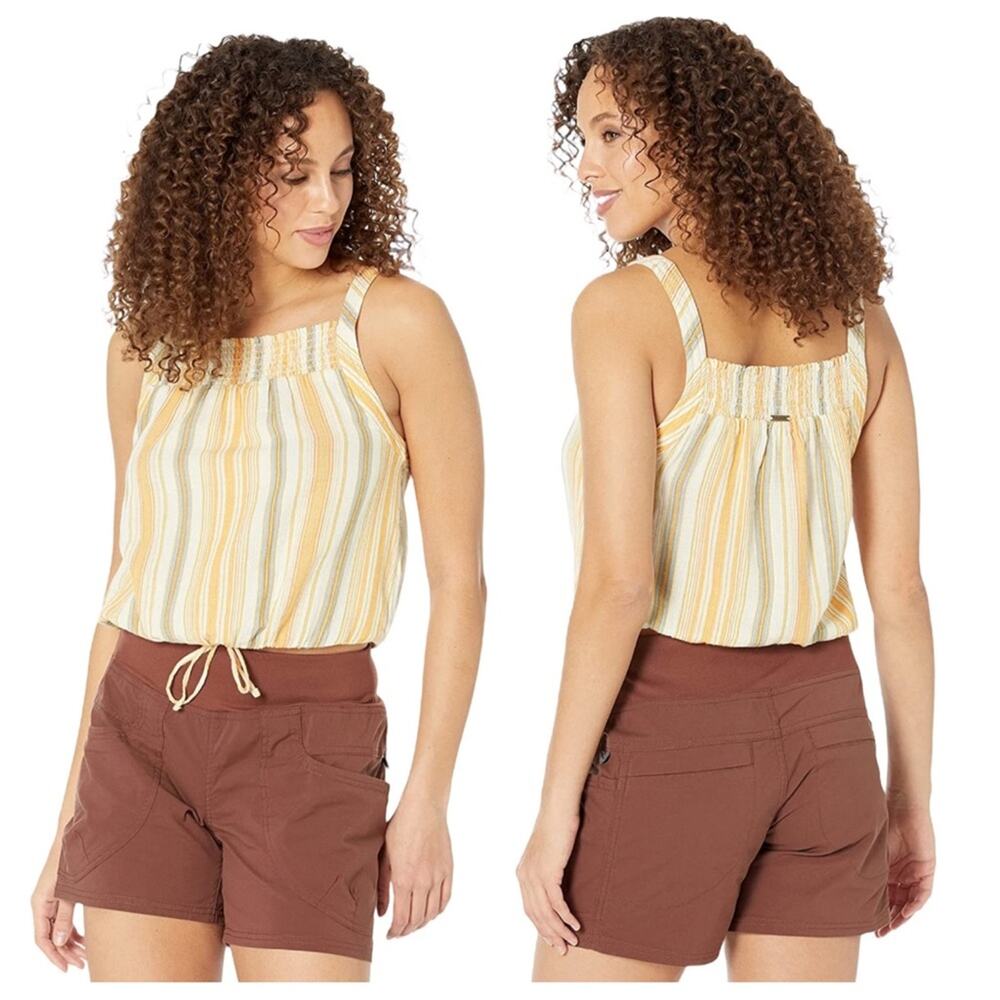 Prana Little Palm Cami Tank Top in Yellow Stripe